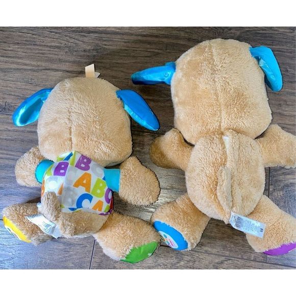 2 Count Fisher Price Tummy Puppy Dog Talking Musical Plush Toy W/3 Smart Learnin - Picture 6 of 6